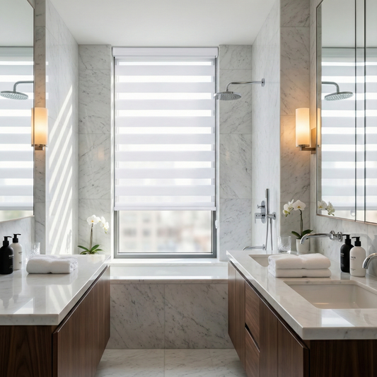 ShadesU Corded Zebra Blinds for Windows, White