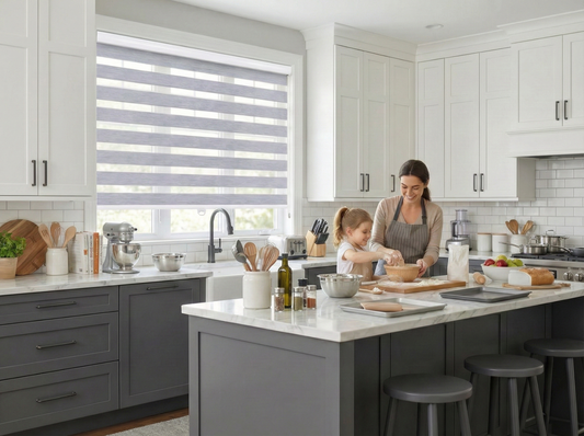 ShadesU Corded Zebra Blinds for Windows, Grey