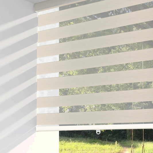Zebra blinds color options: black, brown, cream, white and grey