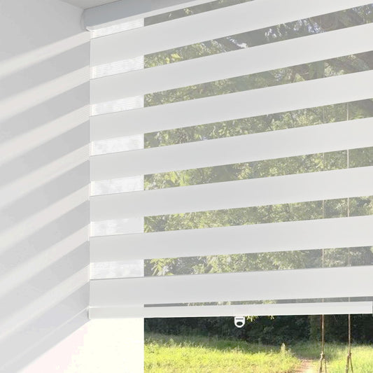 Zebra blinds color options: black, brown, cream, white and grey