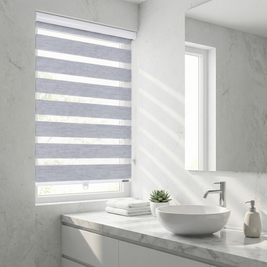 ShadesU Corded Zebra Blinds for Windows, Grey