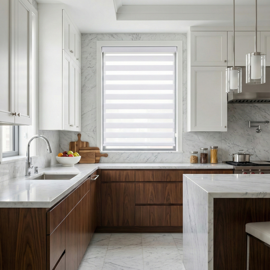 ShadesU Corded Zebra Blinds for Windows, White