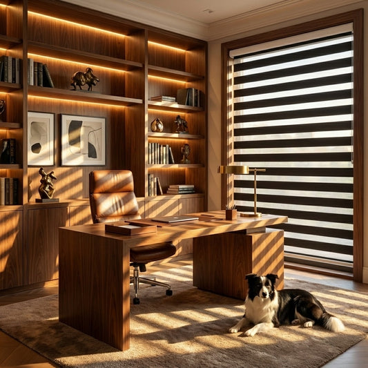 ShadesU Corded Zebra Blinds for Windows, Black