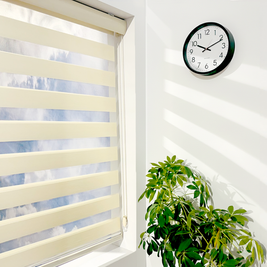 ShadesU Corded Zebra Blinds for Windows, Cream