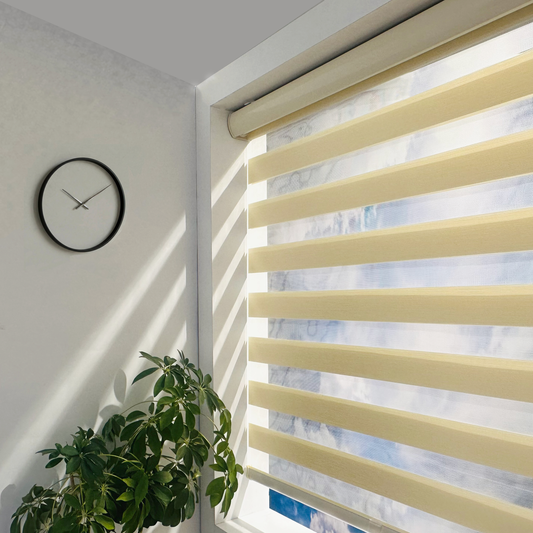 ShadesU Cordless Zebra Blinds for Windows, Cream
