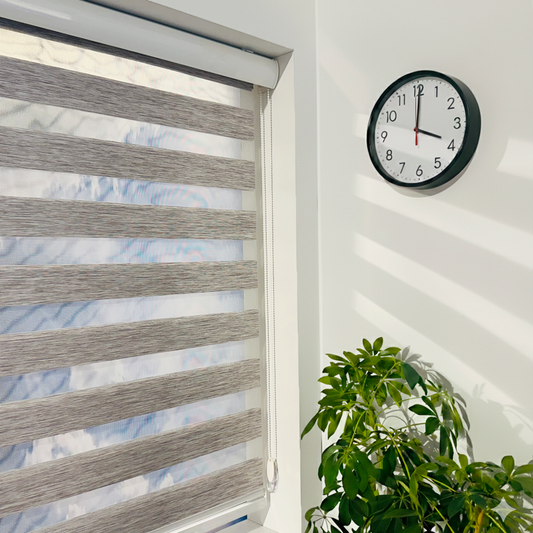 ShadesU Corded Zebra Blinds for Windows, Grey